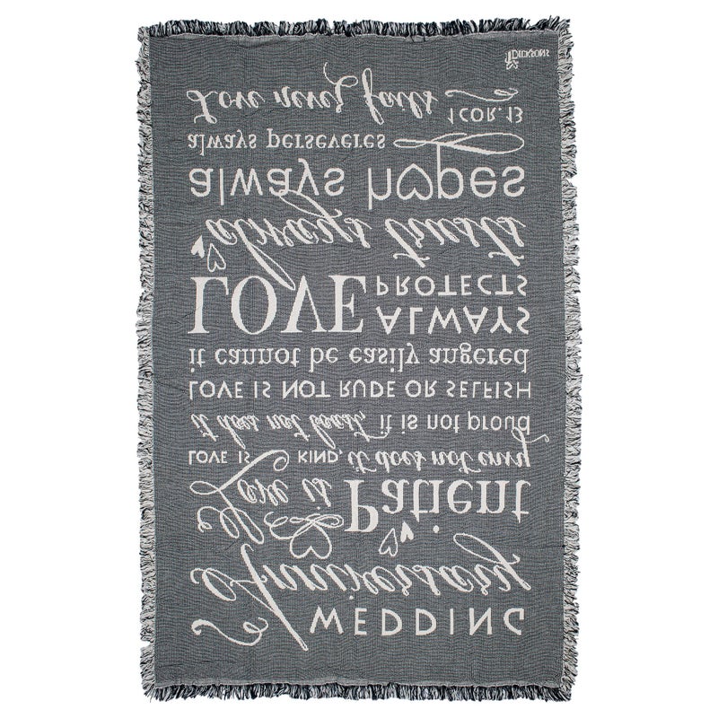 Dicksons Wedding Anniversary 1 Corinthians 13 White 48 x 68 All Cotton Tapestry Throw Blanket - Image 2